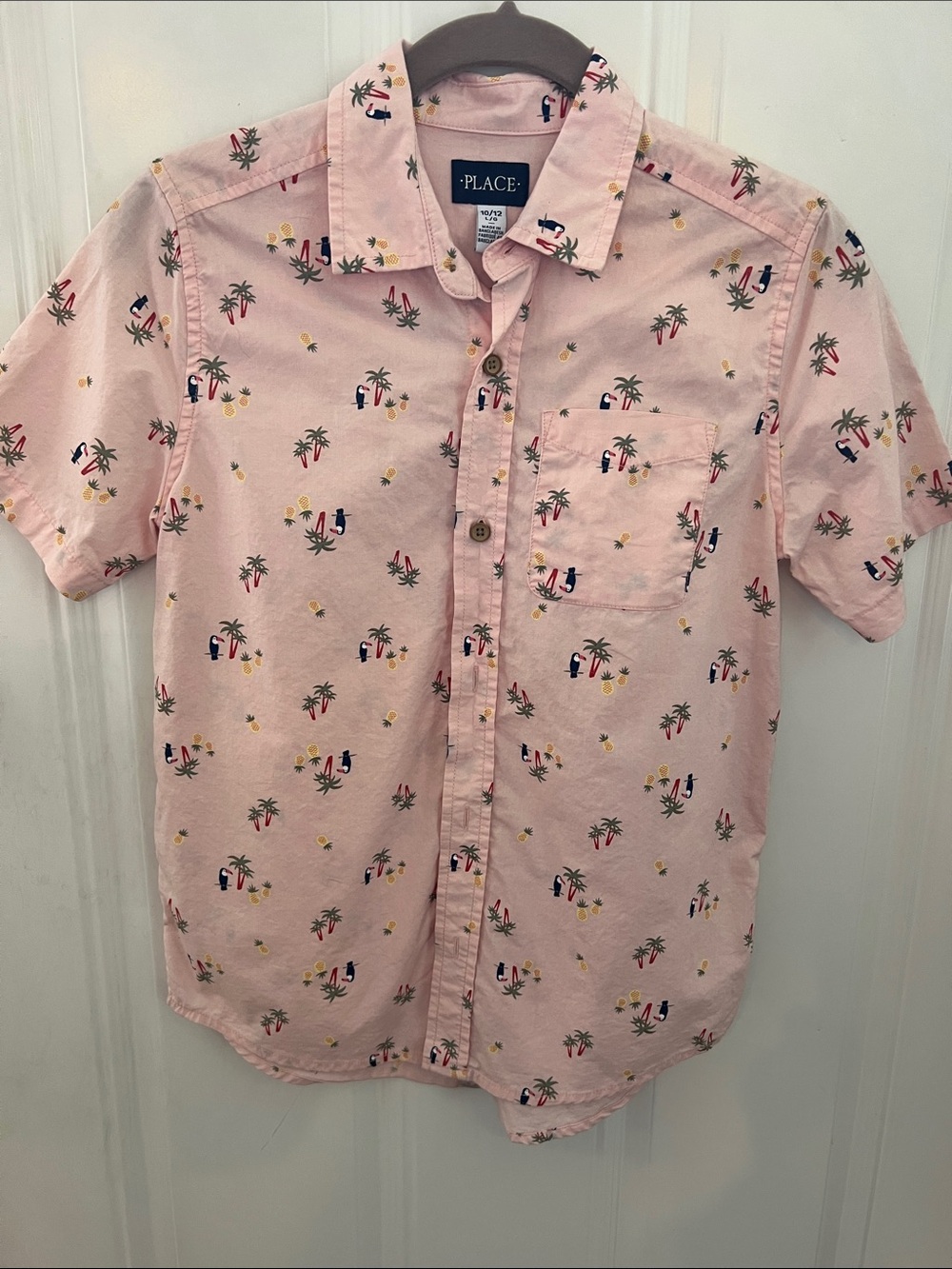 The Children's Place Light Pink Tropical Print Button-Front Shirt